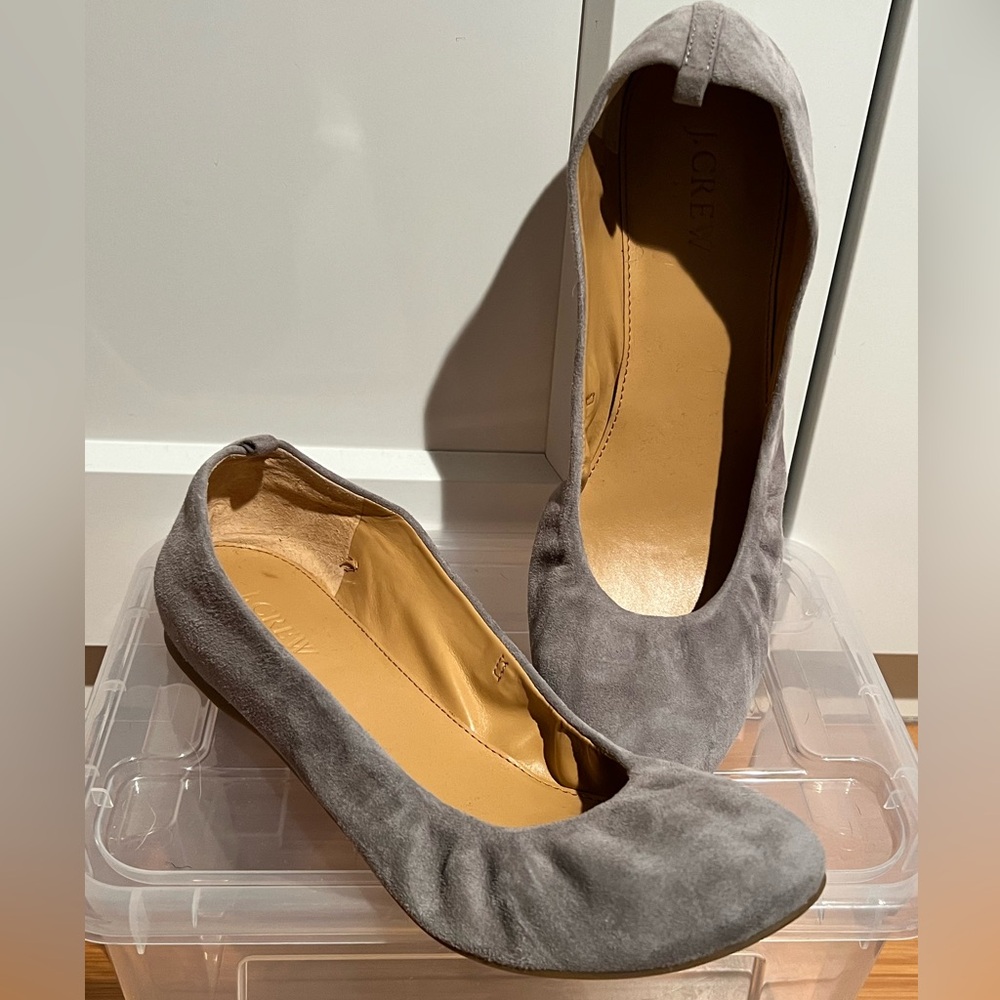 JCrew Anya Suede Ballet Flats- heather graphite sz 8.5
